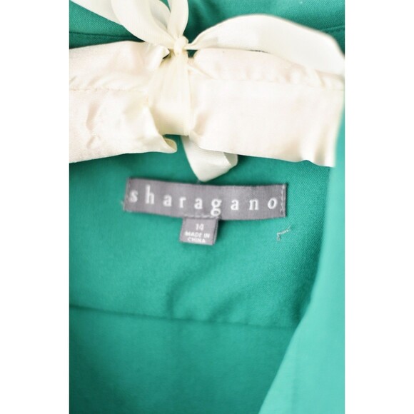 Sharagano  Shirt dress Woman's L Green A-line 3/4 Sleeve Button Classic Colorful - Picture 5 of 7